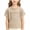 Khaki, variant on Zpanxa Kids Shirts Smocked Crew Neck Short Sleeve Solid Color Lightweight Breathable Summer Casual Tee