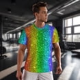 thumbnail image 3 of Wukai Glitter Rainbow Print Men's Short-Sleeved Mesh T-Shirt,Quick-Dry Short Sleeve Workout T-Shirt-X-Large, 3 of 8