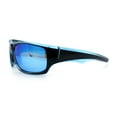 thumbnail image 6 of Mens Polarized Antiglare Biker Wrap Around Plastic Sport Sunglasses Black Blue - Blue Mirror, 6 of 8