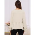 thumbnail image 4 of DARING DIVA Women's Maternity Empire Waist Babydoll Lantern Sleeve Blouse S Beige, 4 of 8