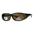 thumbnail image 2 of Polarized Womens Rhinestone Bling Fit Over Rectangular 60mm Sunglasses All Brown, 2 of 3