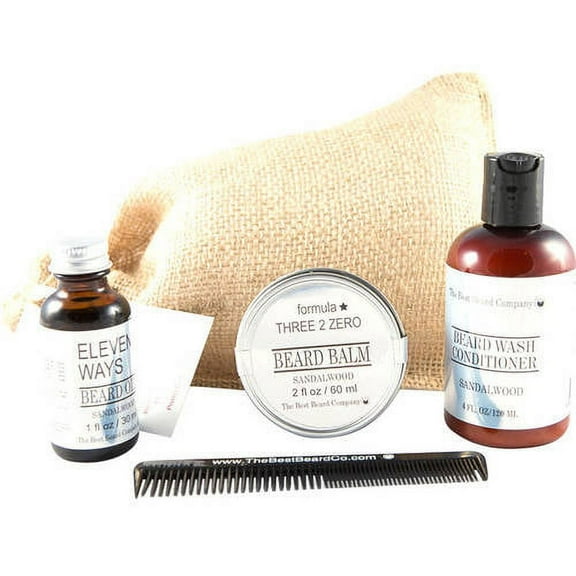 The Best Beard Company Sandalwood Premium Grooming Traveling Kit, 5 pc
