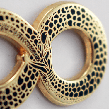 Occult Ouroboros Enamel Pin - Black and Gold Snake Pin - Halloween Lapel Pins Series