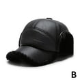 thumbnail image 4 of Men's Outdoor Winter Hat with Earflaps, PU Leather Warm Baseball Cap for Middle-aged and Elderly, 4 of 9