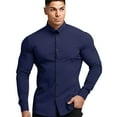 thumbnail image 2 of Mens Dress Shirts Slim Fit Long Sleeve Solid Button Down - Polyester Spandex Material, 4 Way Stretch, Wrinkle Resistant, 2 of 4