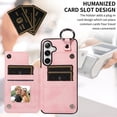 thumbnail image 6 of for Samsung Galaxy S25 Plus Case with Card Slots, PU Leather Protective Shockproof Case with Ring Buckle, Magnetic Clasp Kickstand Cover for Women Men for Samsung Galaxy S25 Plus - Pink, 6 of 10