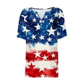 thumbnail image 4 of Womens Red White and Blue Blouse American Flag Shirts Womens Fourth of July Shirt Women Memorial Day Shirts Women Fashion Printing Casual Short Sleeves Blouse V-Neck T-Shirt, 4 of 5