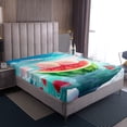 thumbnail image 3 of Ensemble de Lit Melon D\'eau Mignon Draps de Lit Grand Melon D\'eau Rouges et Verts, Drap-Housse à Imprimé Vue sur Lac Vert Draps Crème Glacée Sucrée pour Chambre de Garçons Kdis (Sans Drap du Dessus), 3 of 6