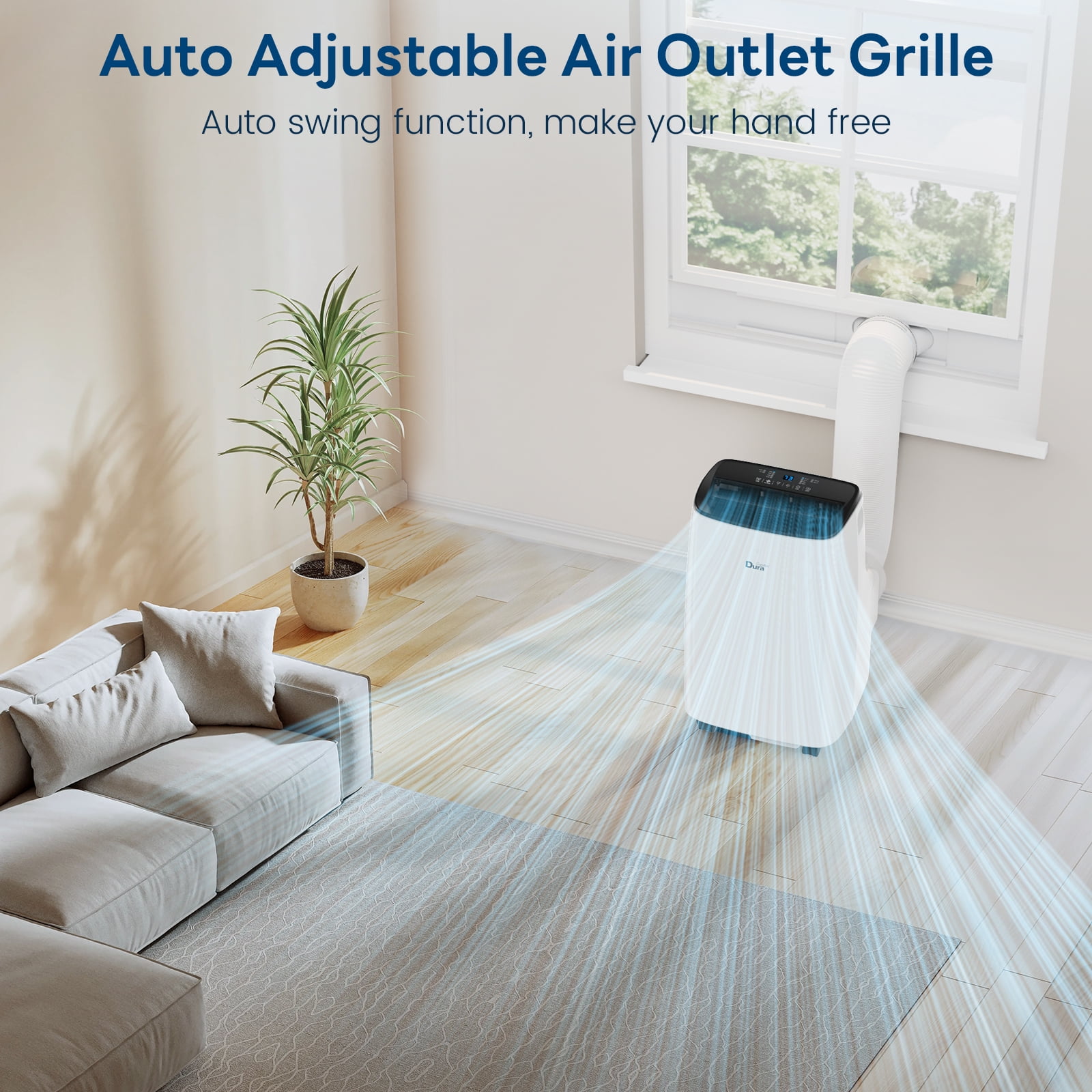 DuraComfort 12000 BTU Portable AC Unit for Apartment up to 300 Sq.Ft, Cooling with Remote, Dehumidifier and Fan, 6550 BTU (SACC), White
