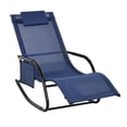 thumbnail image 1 of Outsunny Patio Rocking Chair with Mesh Fabric, Outdoor Rocking Sling Sun Lounger with Removable Headrest and Side Pocket for Garden, Deck, Lawn, Blue, 1 of 10