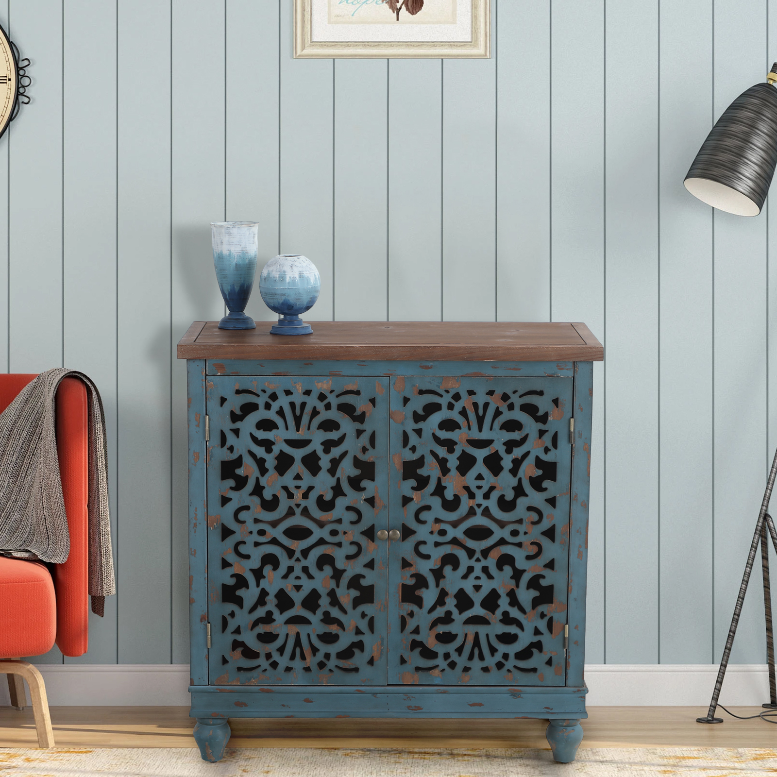 MF Studio Rustic 2 Door Distressed Accent Storage 33" for