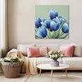 thumbnail image 5 of Navy Blue Tulip Wall Art Painting on Canvas, Chic Elegant Flowers Botanical Sage Green Canvas Art Home Prints Wall Art Framed Modern Artwork for Living Room Bedroom Wall Decor 16x16in, 5 of 9
