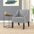 thumbnail image 2 of HomePop Fauteuil d'Appoint Traditionnel en Bois et Tissu à Accoudoirs Incurvés, Noir, 2 of 11