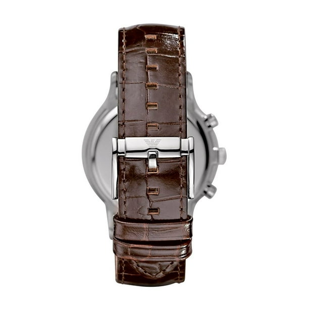 Emporio Armani Men's Classic Chronograph Cream Face Brown Leather