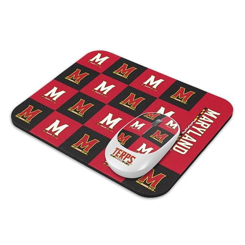 SOAR NCAA Wireless Mouse and Mouse Pad- Checkered - Maryland Terrapins