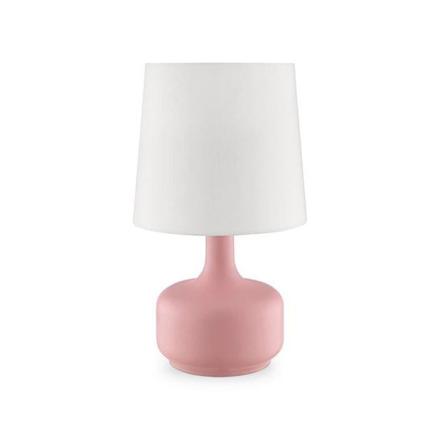 Benzara BM240454 Table Lamp with Teardrop Metal Base & Fabric Shade, Pink
