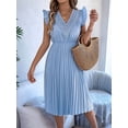 thumbnail image 5 of Women Summer Elegant Ruffle Sleeve Dress Semi Formal Boho Outfits Light Blue M, 5 of 9