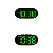 Unique Bargains 2 Pcs Oval Digital Alarm Clock Bedroom Black Green