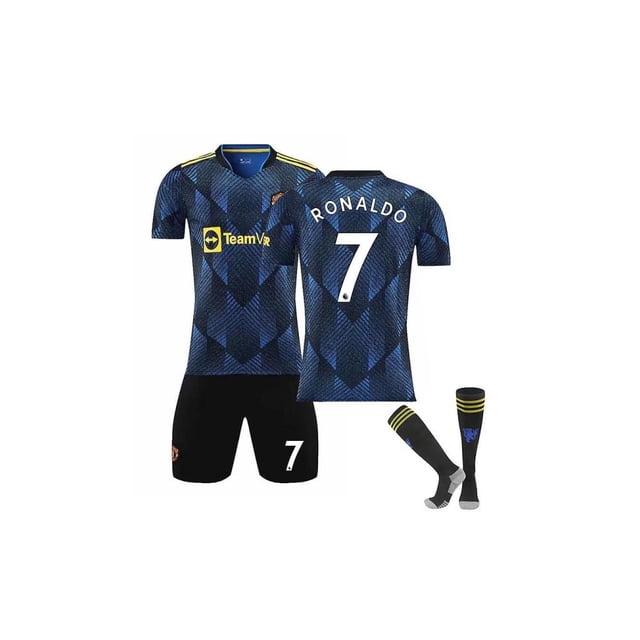 Camiseta de fútbol para niños nueva 2021-2023 #7 Ronaldo Manchester United Home Red and White Fan Jersey 24
