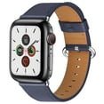 thumbnail image 2 of Watch Strap for Apple Watch 49mm 45mm 44mm 42mm, Pin Buckle Watch Band Soft PU Leather Replacement Luxury Adjustable Strap Men Women Wristband for iWatch Series SE 9 8 7 6 5 4 3 2 1 Ultra, Blue, 2 of 6