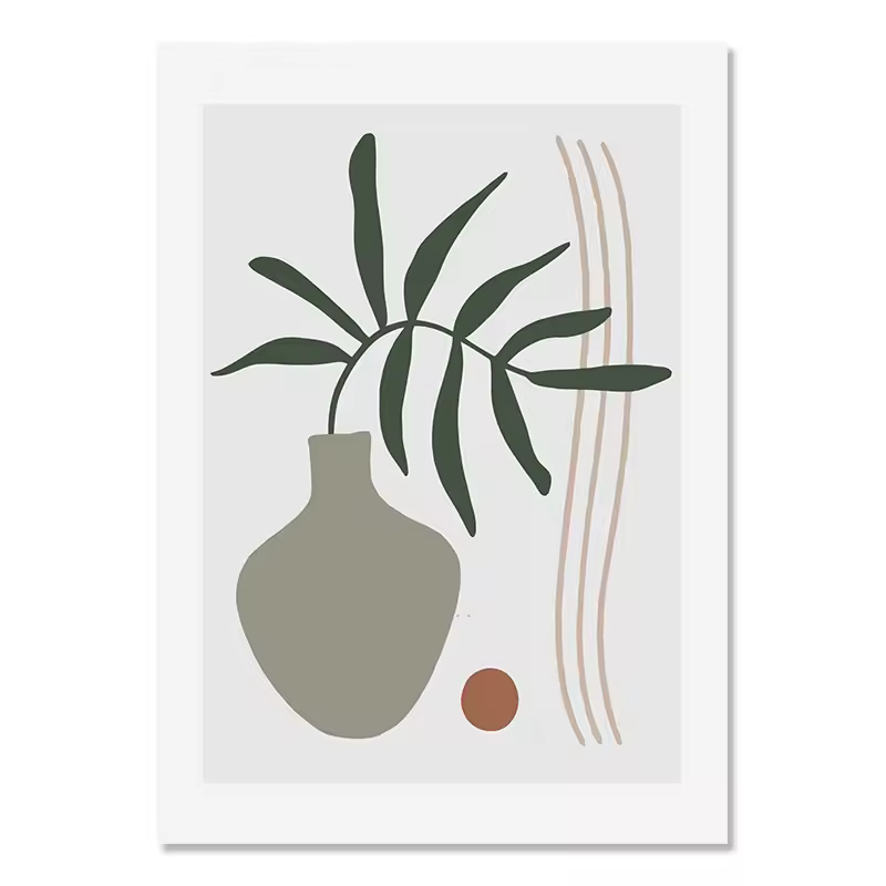POSTER Abstract Line Gray Green Wall Art Minimalist Print Painting Nordic Poster Abstract Picture Modern Living Room Decor UNFRAMED, 8x12