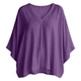 thumbnail image 6 of SOOMLON Peplum Blouses for Women Plus Size V Neck Dolman 3/4 Sleeve Shirts Loose Solid Ruched Tops Comfy Casual Clothes, 6 of 7