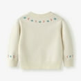 thumbnail image 4 of ZHOGXU Big Kids Girls Cardigan Long Sleeve Knit Open Front Buttons Flower Print Warm Comfortable Sweater Top For Daily Wear Beige 7-8 Years, 4 of 6