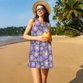thumbnail image 3 of Honeii Daisies Flowers Print Women's Sleeveless Dress, Loose Fit Casual Dress for Women, Summer Fashion Dress, 3 of 7