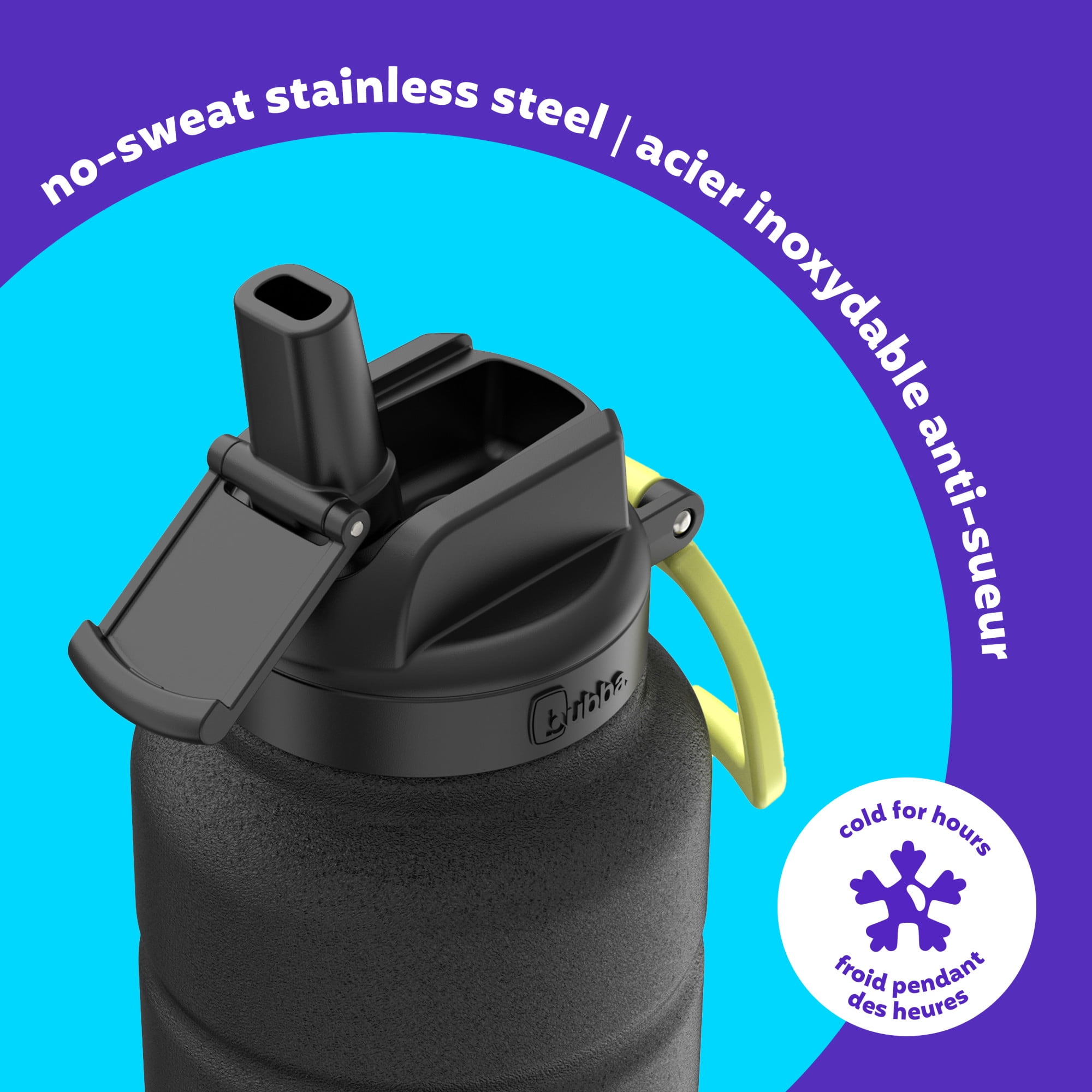 bubba Trailblazer Stainless Steel Water Bottle with Straw Lid, 40 oz (1.18 L), Vacuum-Insulated, Straw Lid, Licorice, 1 Pack