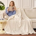 thumbnail image 6 of ROSEKIND Striped Blanket, Premium Faux Fur Touch Ribbed Throw for Sofa and Bed, Cozy Gift for Adults and Friends, 40''x60'', Ivory Cream, 6 of 7