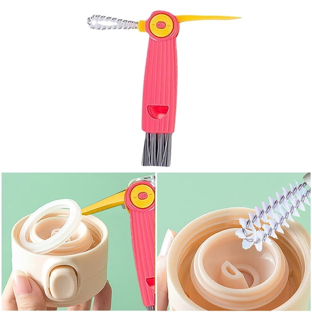 Cepillo para lavar vasos, cepillo para chupetes en forma de U, herramienta de limpieza 3 en 1, mango de plástico apto para lavavajillas, diseño plegable y portátil, para encimeras de cocina,