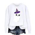thumbnail image 4 of NMMUED Chandail d'Halloween pour Femmes, Hauts Mignons pour Femmes, Chandail d'Halloween avec Fantôme, Chandails à Col Rond pour Femmes, Chandails d'Halloween pour Femmes, Chandails à Col Rond pour Femmes, Blanc P, 4 of 4