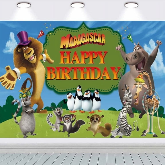 Madagascar Background Banner Birthday Backdrop Party Supplies Taspestry Wall Decor Post Lover