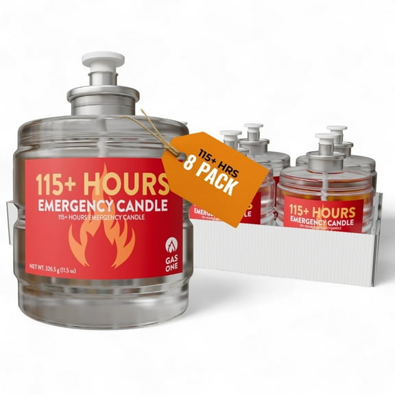 GasOne Emergency Candle Set – 8-Pack Emergency Candles Long Burning – Unscented Candles for Power Outages, Blackouts, Fishing, Camping – Clean Burning Up to 115 hours