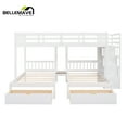 thumbnail image 5 of Bellemave Triple Bunk Bed with Stairs for 3, Wood Full over Twin & Twin 3 Bunk Bed with 6 Storage Drawers, Triple Bunk Bed for Teens Adults (White), 5 of 11