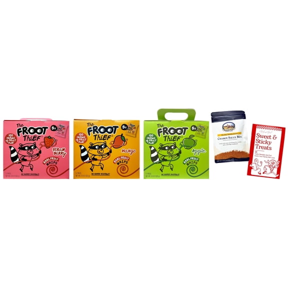 The Froot Thief Fruit Whips - 3 Flavors; 5 Each: Strawberry, Mango, Apple | Shawhan Farms Chamoy Mix & MerlinsMart Zine