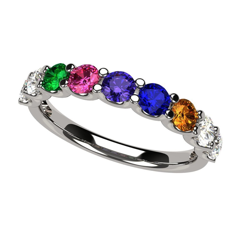 Nana U'r Family 1-9 Simulated Birthstones Mothers Day Ring for Women - Sterling Silver, Size 8, Stone 2