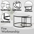 thumbnail image 3 of MAYEERTY 27.6" Nesting Coffee Table Set of 2, Round Wood Marble Top & Sturdy Metal Frame for Balcony Yard, White, 3 of 7
