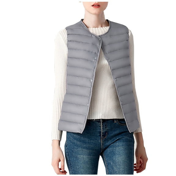 Lindreshi Puffer Vest for Women Plus Size Fashion Women Winter Warm Wadded Jacket Style Lightweight Down Coat Vest Jacket