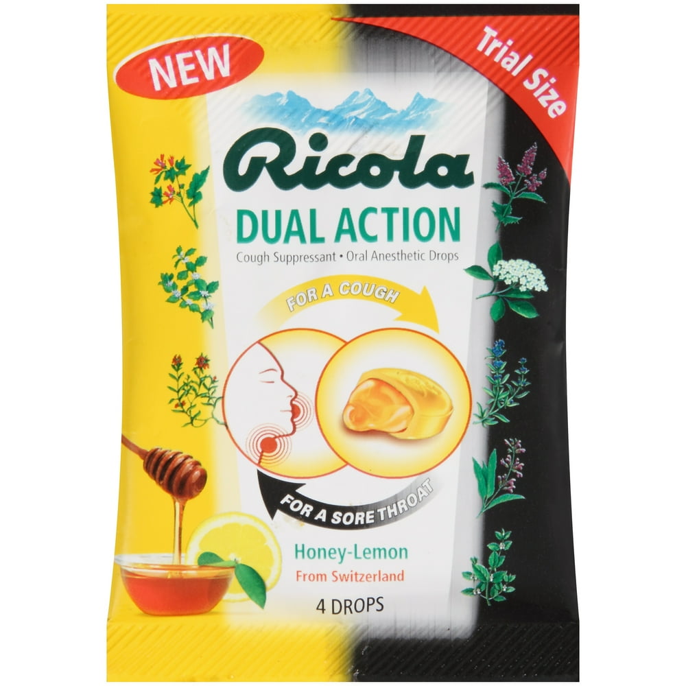 Ricola Dual Action HoneyLemon Cough Suppressant/Oral Anesthetic Drops
