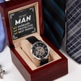thumbnail image 2 of Handsomely Crafted Men's Watch - To My Man My Husband My Protector My Best Friend - Men's Openwork Watch - Mahogany Gift Box, 2 of 6