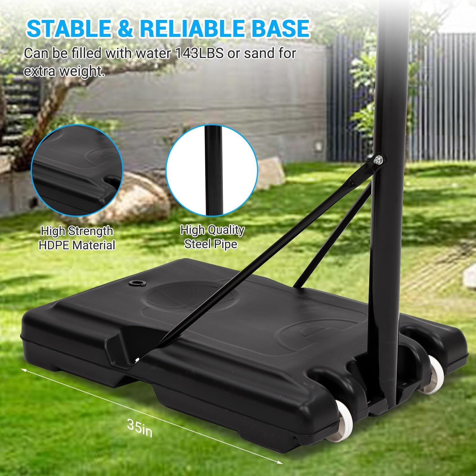 Portable Basketball Hoop Outdoor 5.2-7ft Adjustable Outdoor Basketball Stand for Kids&Youth w/Wheels, Shatterproof Backboard & High Intensity Base Basketball Hoop Goal System in Backyard/Driveway