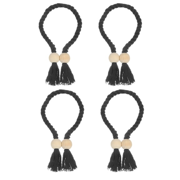 4 Pack Magnetic Curtain Tiebacks, 55cm/21.65" Curtain Holdbacks, Black