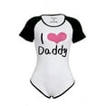 thumbnail image 5 of CutiePlusU Cotton Button Crotch Bodysuit Onesie Pajamas Classics Romper - Love Pink+Black S, 5 of 5