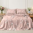 thumbnail image 2 of Flymme Full Sheet Set Pink, 4 Piece Cherry Blossom Print Bed Sheets for Women,Elegant Spring Flower Bedding Set for Bedroom Decor, 2 of 8