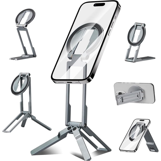 Soporte magnético ultrafino para trípode para teléfono, MG-06 Air Mini Pocket Soporte para teléfono celular, compatible con MagSafe para iPhone 17, 16, 15, 14, 13, 12 Plus Pro Max Air