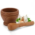 thumbnail image 7 of Kitchen Garlic Press Pestle And Mortar Natural Wooden 6.7 Inch Stone Cup & Crusher Set Hand Grinder For Herbs Pesto &,Brown Kitchen Garlic Press, 7 of 7