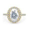 thumbnail image 2 of Oval Cut Moissanite Lab Created Diamond Halo Engagement Promise Ring For Women In 14K Yellow Gold Over Sterling Silver(VVS1 Clarity,G-H Color,3 Cttw)-8, 2 of 7