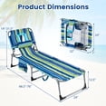 thumbnail image 3 of Gymax 2 Pcs Chaise de Bronzage Chaise Longue Portable avec Dossier Réglable à 4 Positions Rayure Bleue, 3 of 9