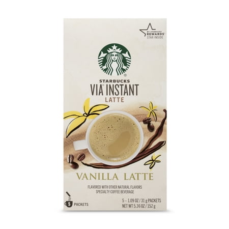 Starbucks VIA Instant Vanilla Latte (1 box of 5 (Best Instant Coffee Packets)
